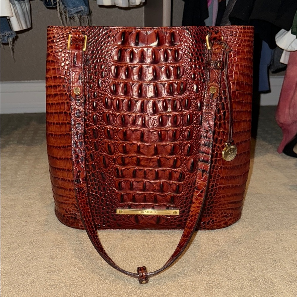 Brahmin Brown Crocodile Embossed Tote